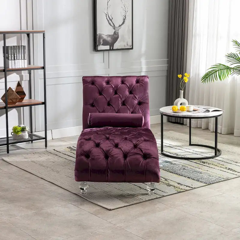 63,98 Chaise longue capitonnée avec coussin et pieds en acrylique
