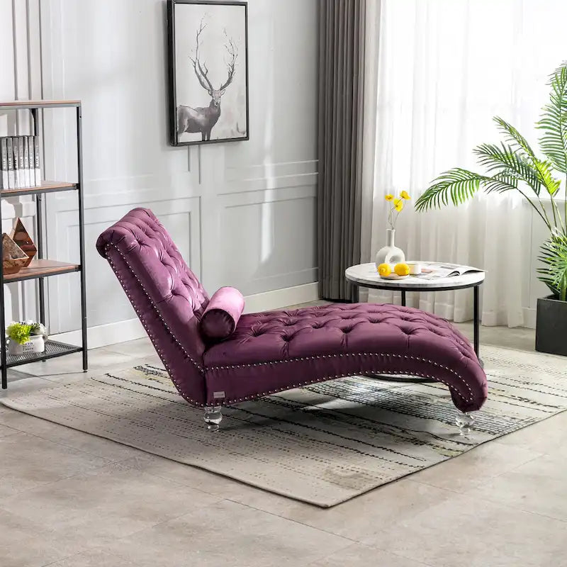 63,98 Chaise longue capitonnée avec coussin et pieds en acrylique