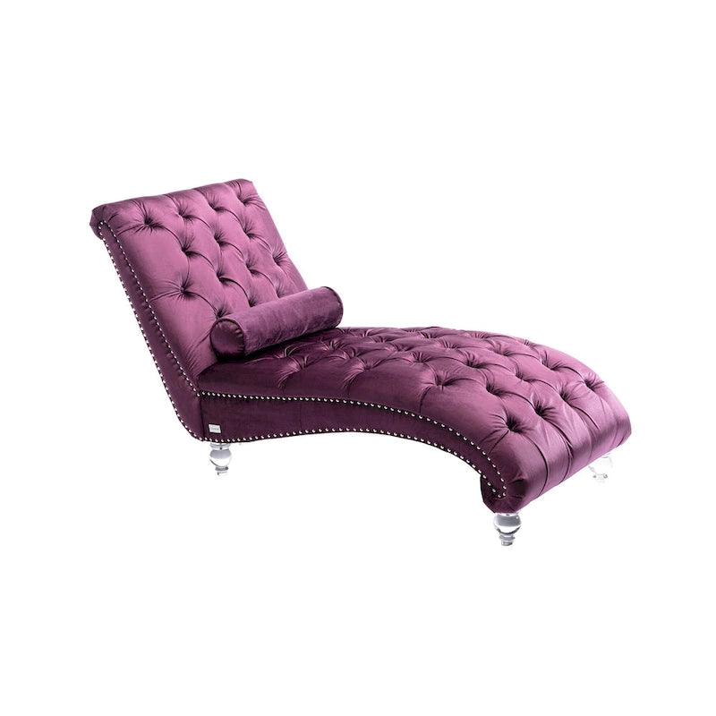 63,98 Chaise longue capitonnée avec coussin et pieds en acrylique