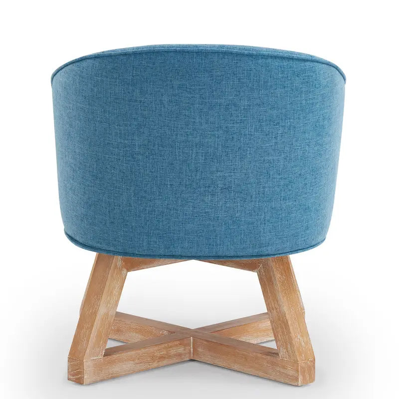 Fauteuil pivotant 360° en lin, bleu clair, moderne, 27 po, avec pieds solides