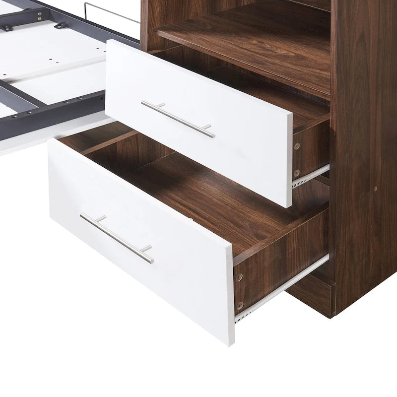 Lit escamotable double avec armoire de rangement, cadre de lit pliable à levage assisté, ensemble tout-en-un lit et armoire, indispensable pour optimiser l'espace dans les petits logements