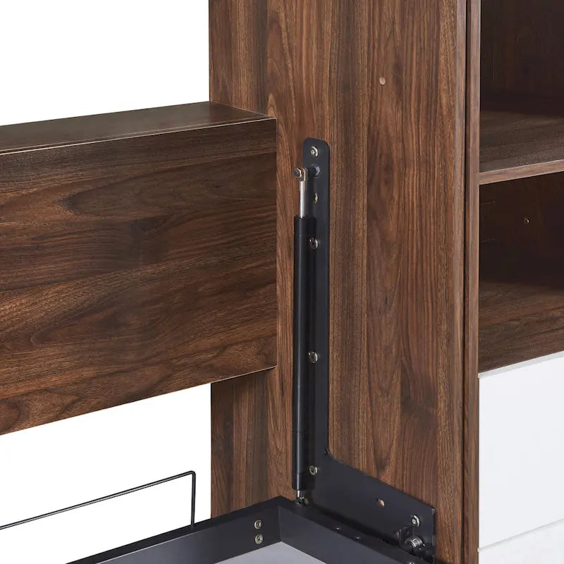 Lit escamotable double avec armoire de rangement, cadre de lit pliable à levage assisté, ensemble tout-en-un lit et armoire, indispensable pour optimiser l'espace dans les petits logements