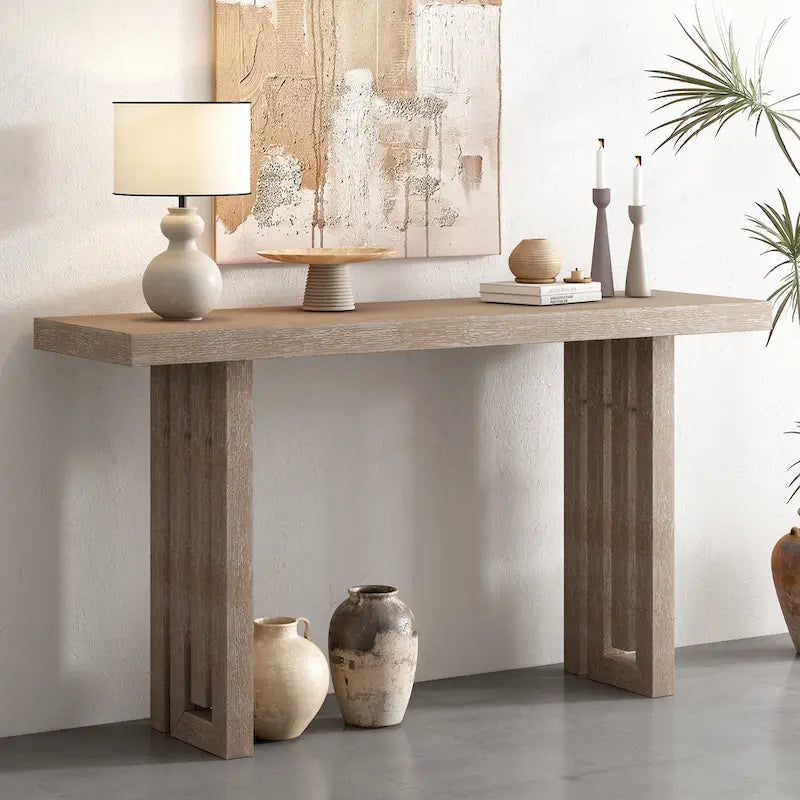 59 Modern Console Table with Distinctive Side Shapes for Entryway, Living Room