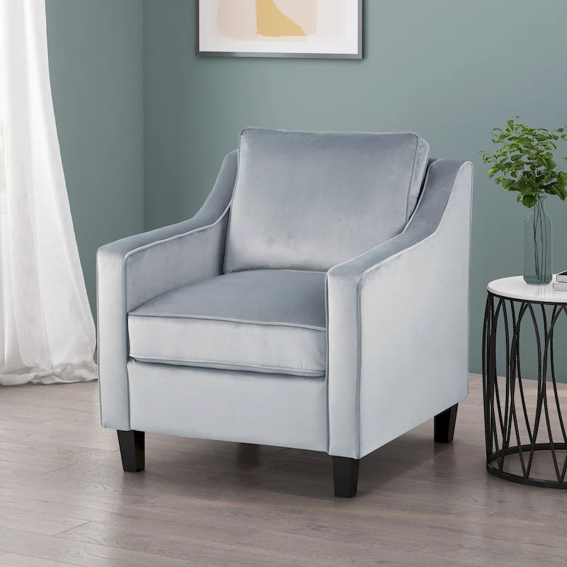 Fauteuil club en velours contemporain de 30,75 l x 33,50 L x 33,75 H