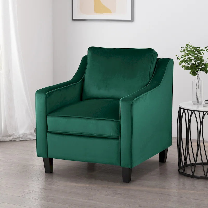 Fauteuil club en velours contemporain de 30,75 l x 33,50 L x 33,75 H