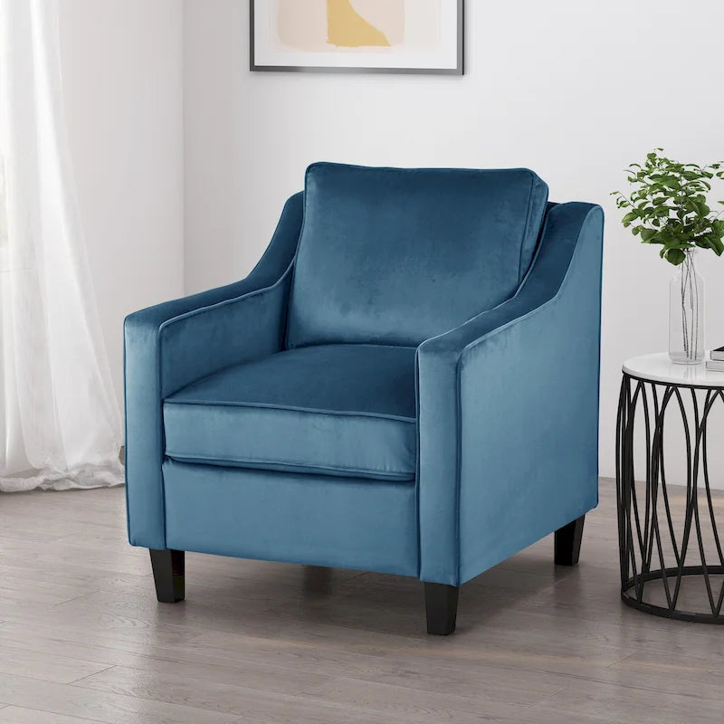 Fauteuil club en velours contemporain de 30,75 l x 33,50 L x 33,75 H