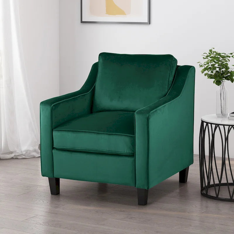 Fauteuil club en velours contemporain de 30,75 l x 33,50 L x 33,75 H