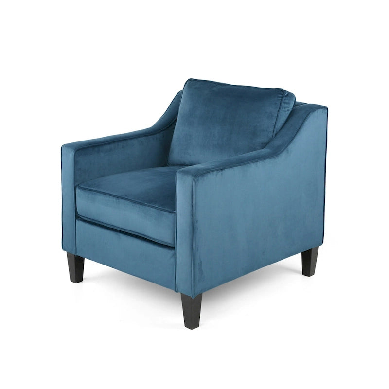 Fauteuil club en velours contemporain de 30,75 l x 33,50 L x 33,75 H