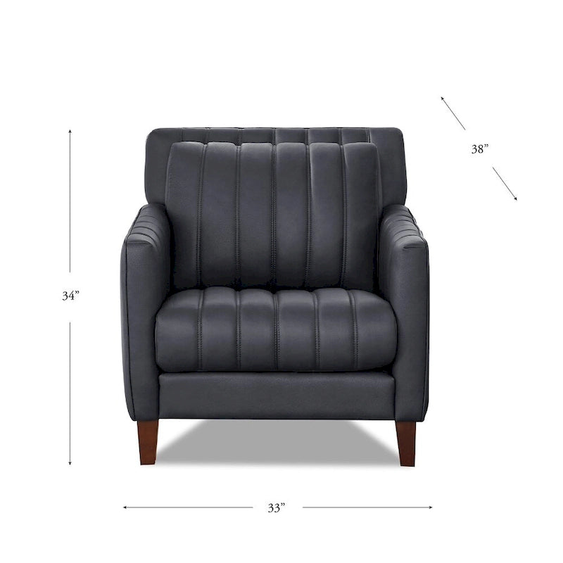 Fauteuil en cuir pleine fleur avec plumes, mousse à mémoire de forme et ressorts