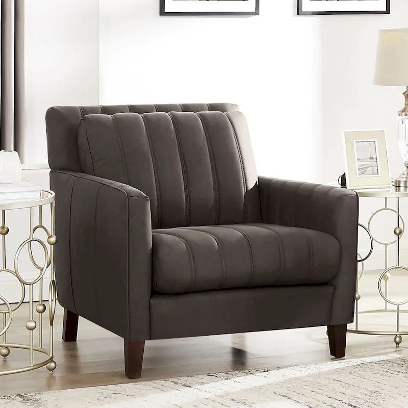 Fauteuil en cuir pleine fleur avec plumes, mousse à mémoire de forme et ressorts