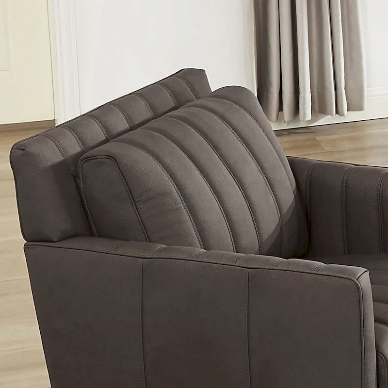Fauteuil en cuir pleine fleur avec plumes, mousse à mémoire de forme et ressorts