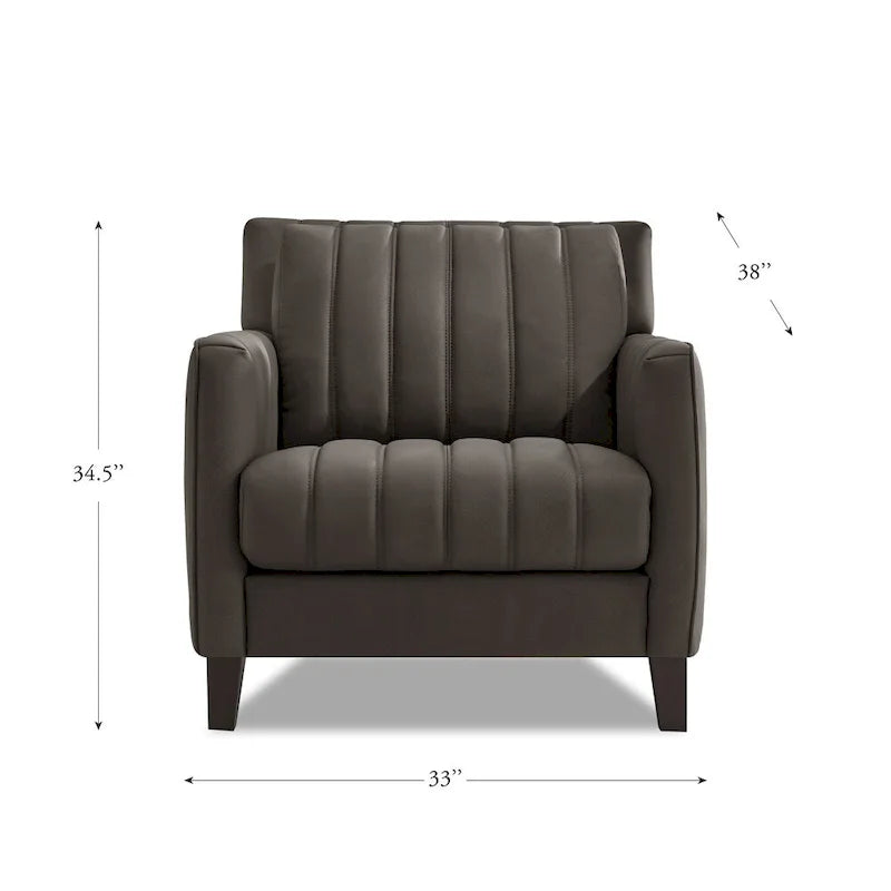 Fauteuil en cuir pleine fleur avec plumes, mousse à mémoire de forme et ressorts