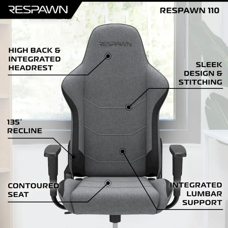 Fauteuil de jeu ergonomique 110 - Chaise de bureau pour ordinateur PC à haut dossier de style course
