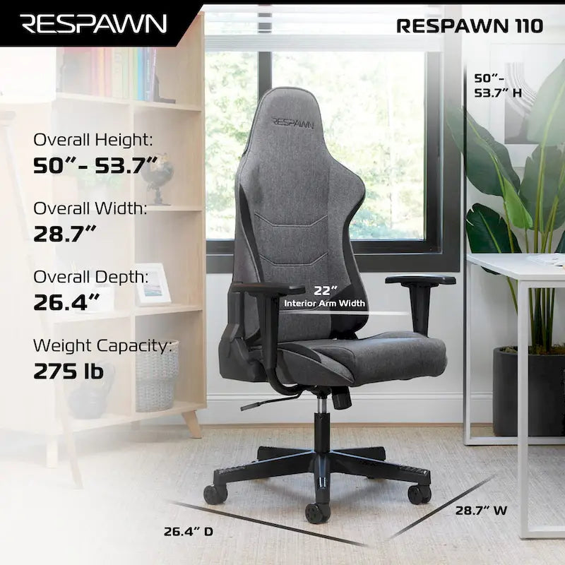 Fauteuil de jeu ergonomique 110 - Chaise de bureau pour ordinateur PC à haut dossier de style course