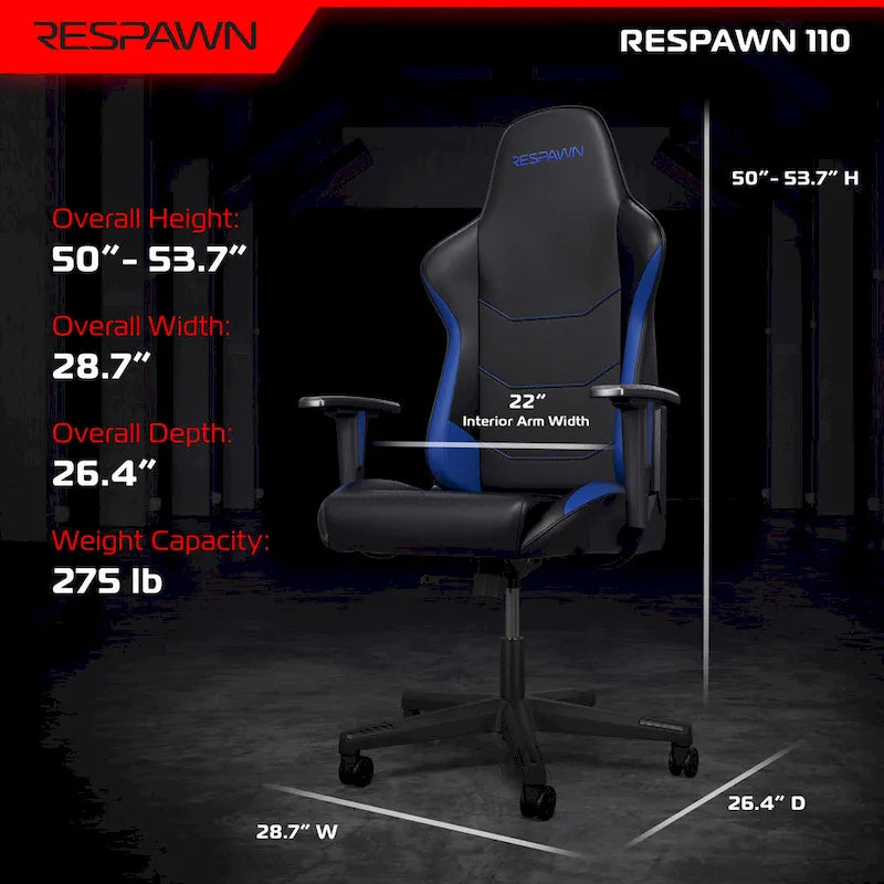 Fauteuil de jeu ergonomique 110 - Chaise de bureau pour ordinateur PC à haut dossier de style course