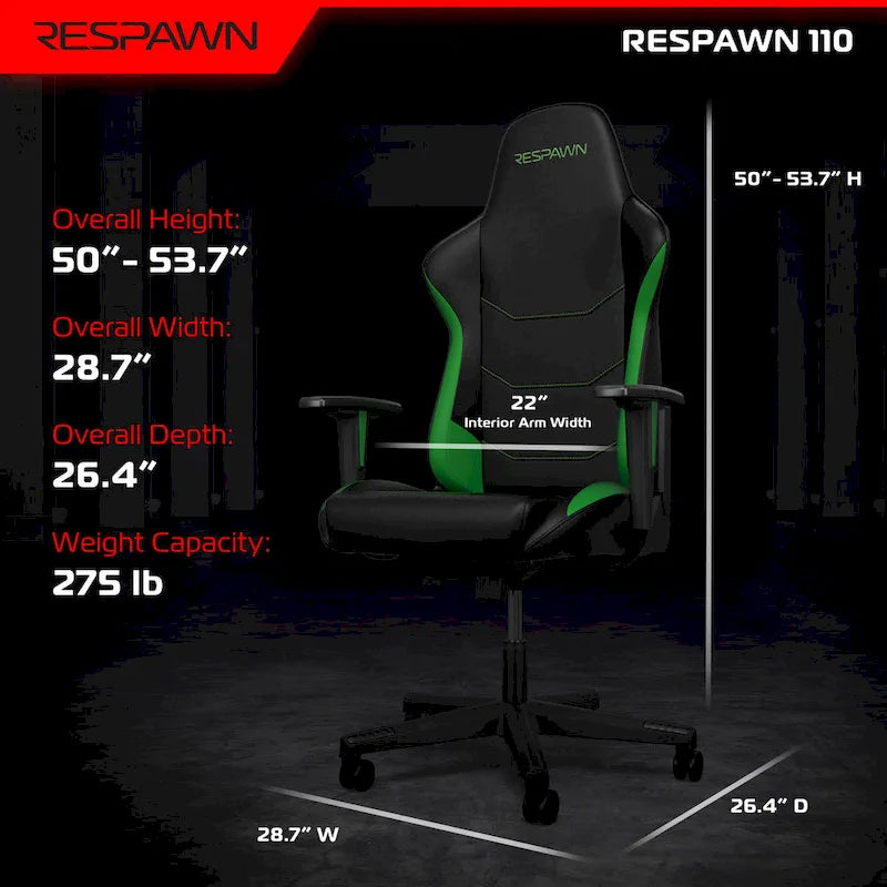 Fauteuil de jeu ergonomique 110 - Chaise de bureau pour ordinateur PC à haut dossier de style course