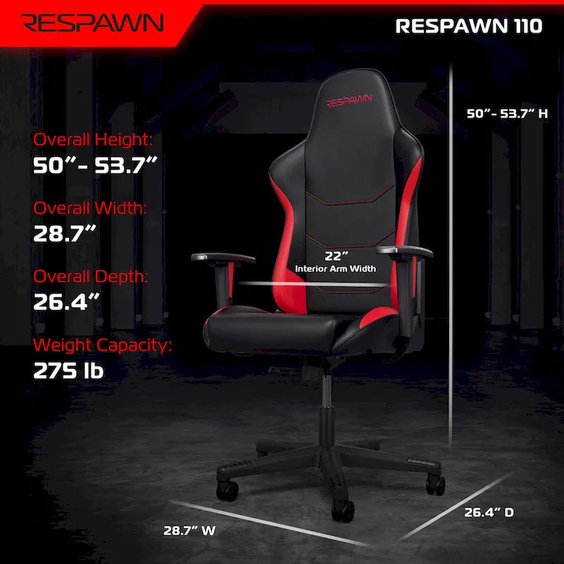 Fauteuil de jeu ergonomique 110 - Chaise de bureau pour ordinateur PC à haut dossier de style course