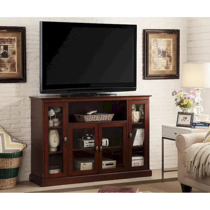 Meuble TV de 60 pouces avec armoires de rangement et étagères