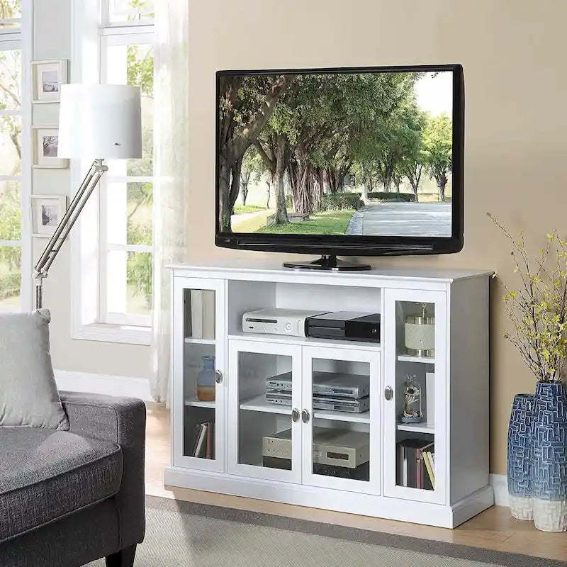 Meuble TV de 60 pouces avec armoires de rangement et étagères