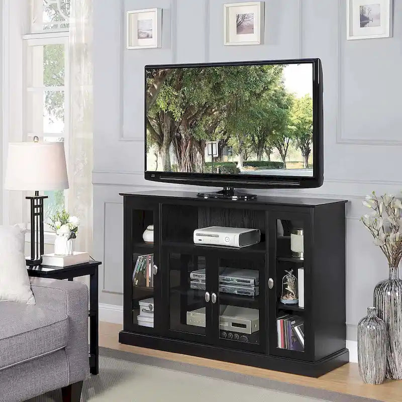 Meuble TV de 60 pouces avec armoires de rangement et étagères