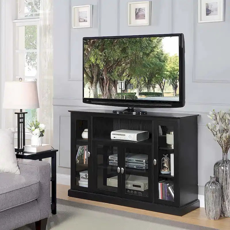 Meuble TV de 60 pouces avec armoires de rangement et étagères