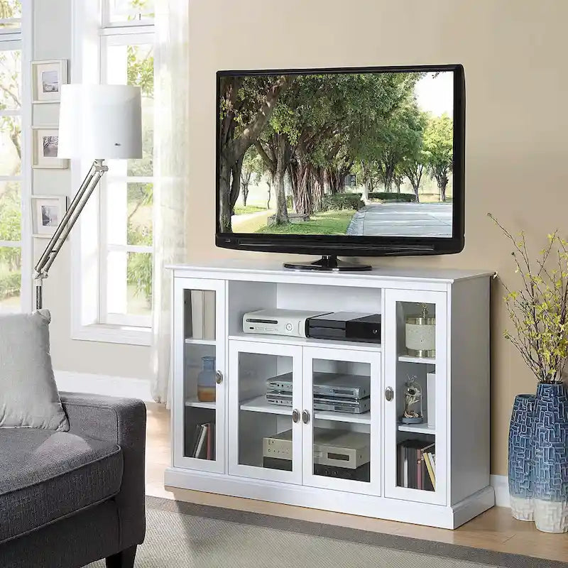 Meuble TV de 60 pouces avec armoires de rangement et étagères
