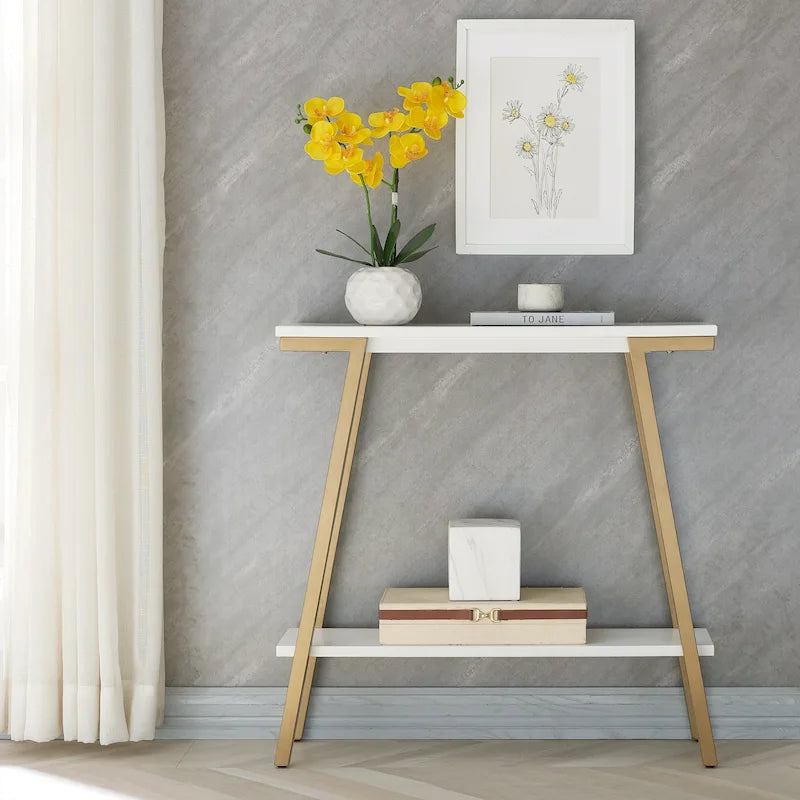 Console de couloir en bois et métal, table de canapé