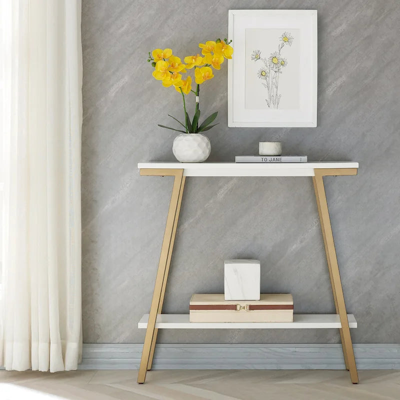 Leick Home Mixed Metal and Wood Hall Console Sofa Table