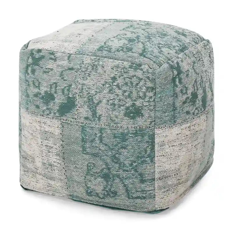 Pouf cube en tissu bohème tissé à la main