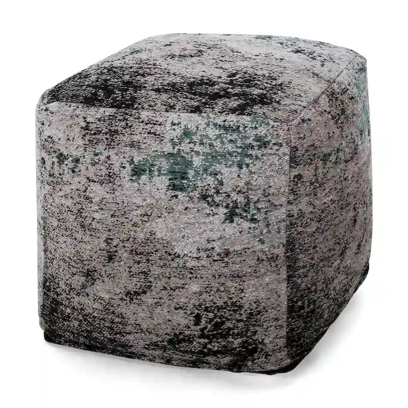 Pouf cube en tissu bohème tissé à la main