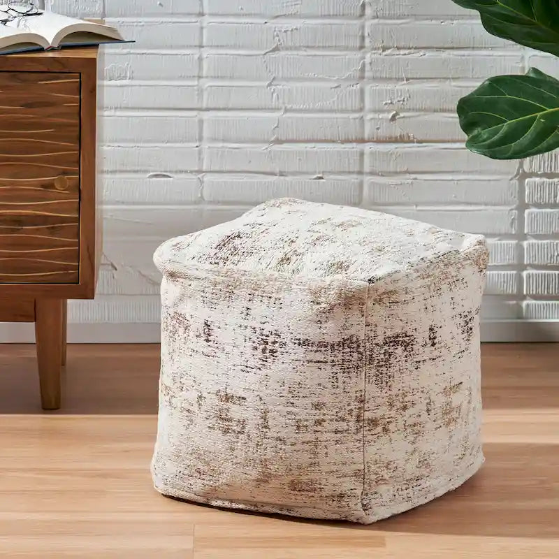 Colane Hand-Loomed Boho Fabric Cube Pouf by Christopher Knight Home