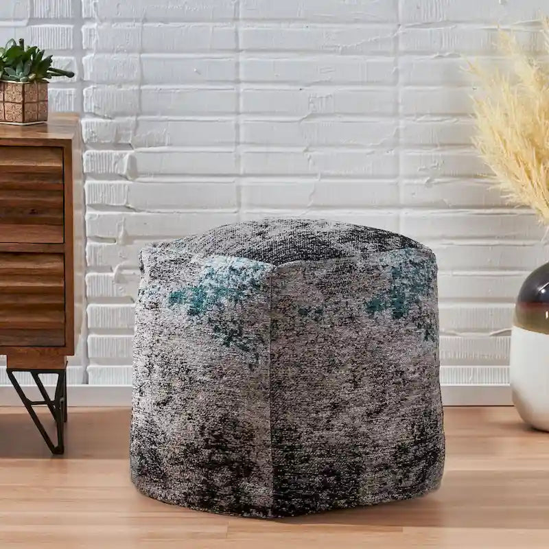 Pouf cube en tissu bohème tissé à la main