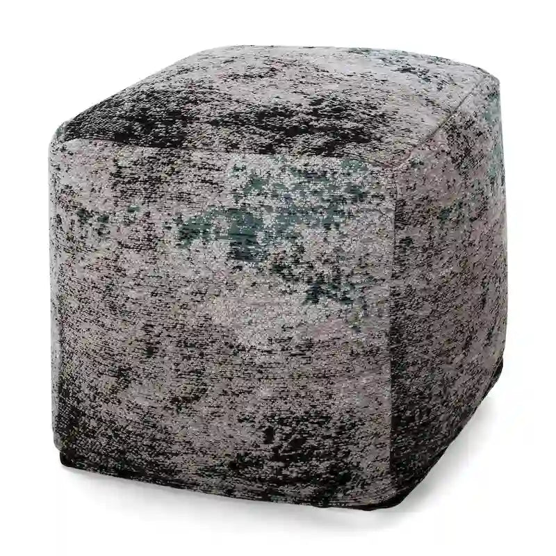 Pouf cube en tissu bohème tissé à la main