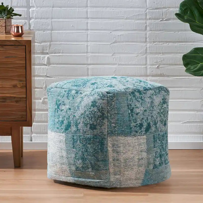 Pouf cube en tissu bohème tissé à la main
