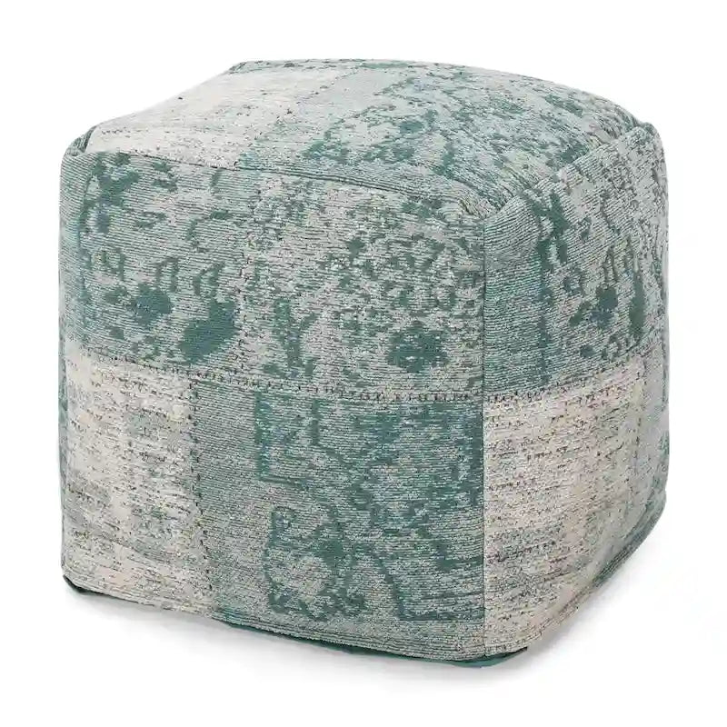 Pouf cube en tissu bohème tissé à la main