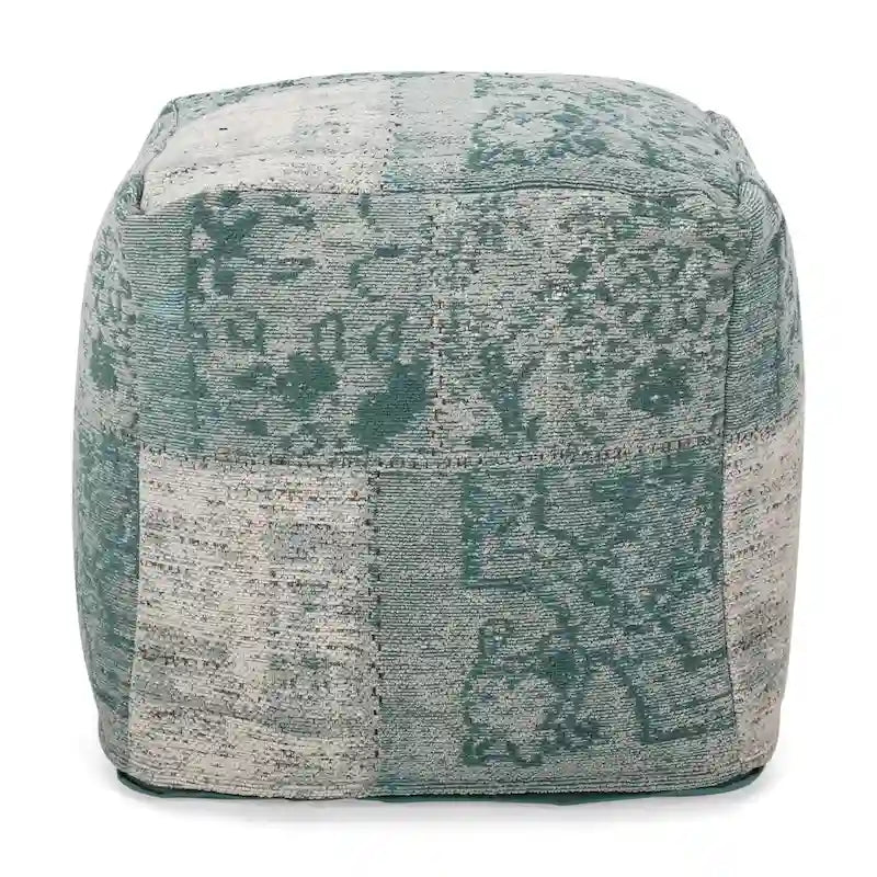 Pouf cube en tissu bohème tissé à la main