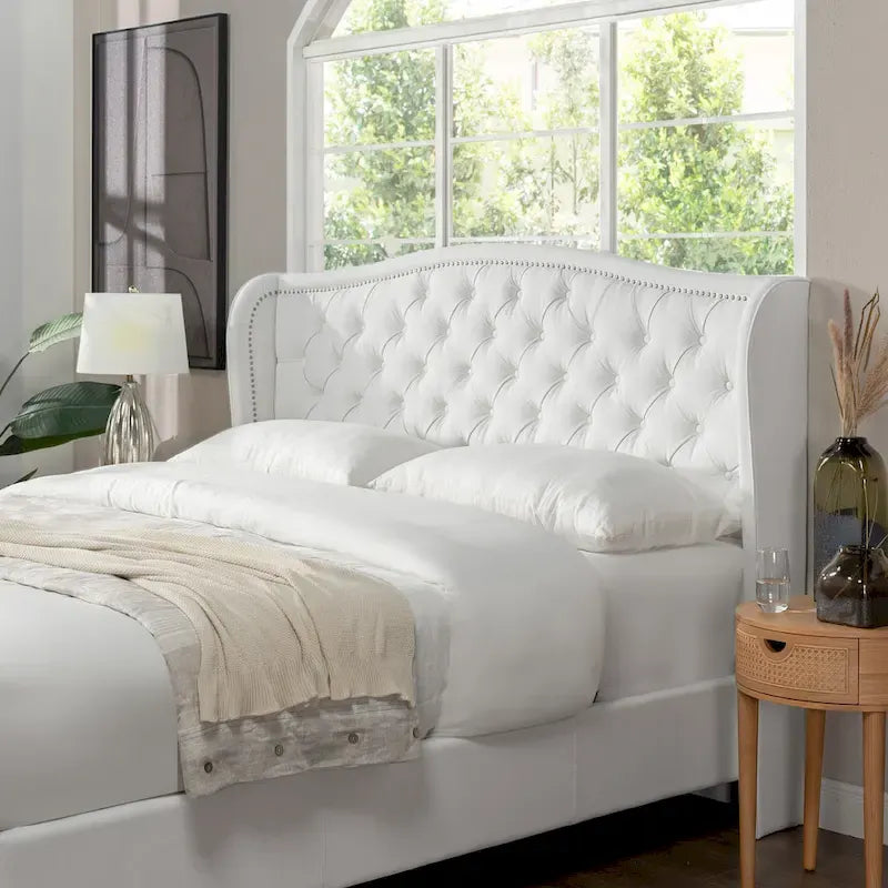 Lit à panneau moderne, cadre de lit avec tête de lit capitonnée, support de plateforme stable, accent de chambre minimaliste et élégant, meuble de couchage confortable pour toutes les pièces
