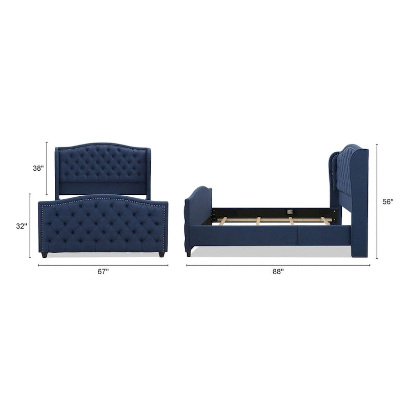 Lit à panneau moderne, cadre de lit avec tête de lit capitonnée, support de plateforme stable, accent de chambre minimaliste et élégant, meuble de couchage confortable pour toutes les pièces