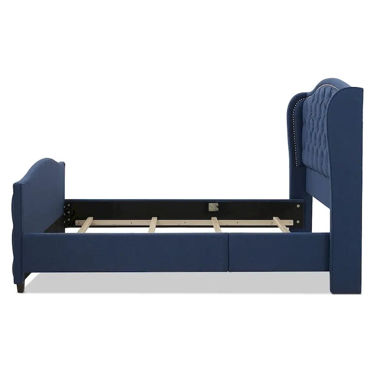 Lit à panneau moderne, cadre de lit avec tête de lit capitonnée, support de plateforme stable, accent de chambre minimaliste et élégant, meuble de couchage confortable pour toutes les pièces