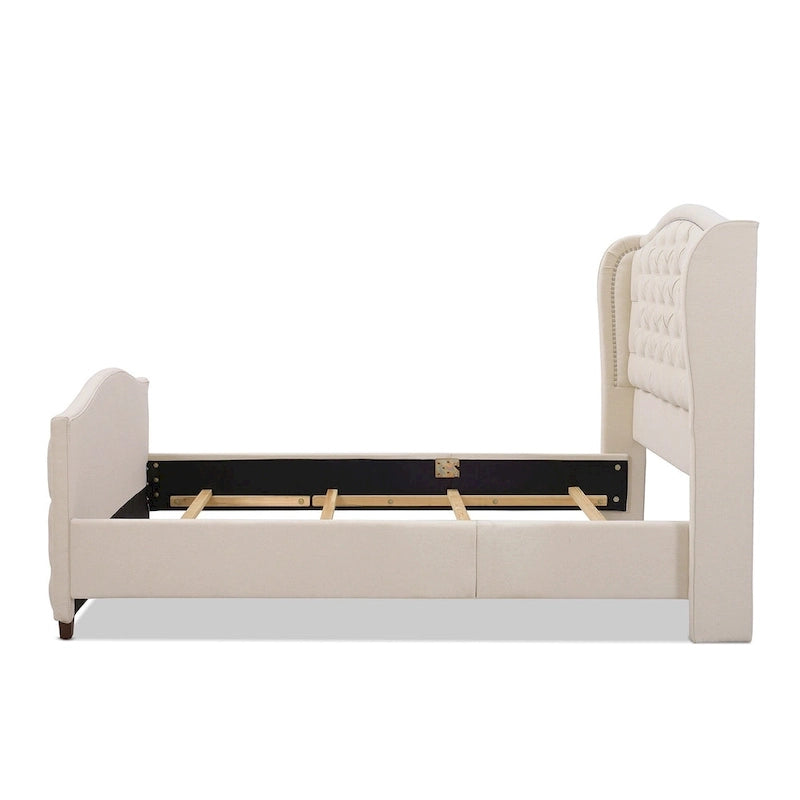 Lit à panneau moderne, cadre de lit avec tête de lit capitonnée, support de plateforme stable, accent de chambre minimaliste et élégant, meuble de couchage confortable pour toutes les pièces