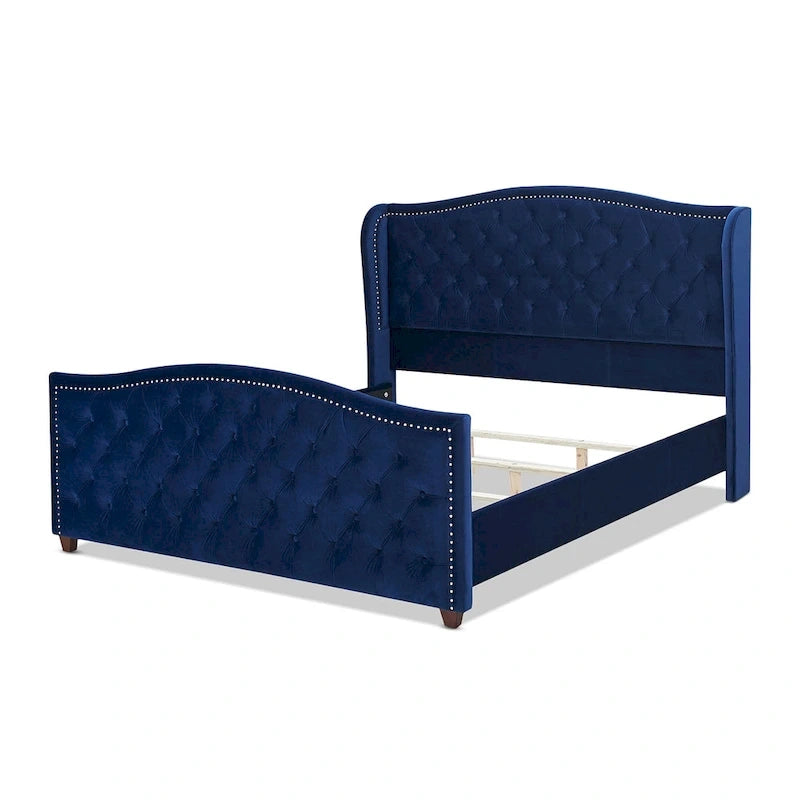 Lit à panneau moderne, cadre de lit avec tête de lit capitonnée, support de plateforme stable, accent de chambre minimaliste et élégant, meuble de couchage confortable pour toutes les pièces