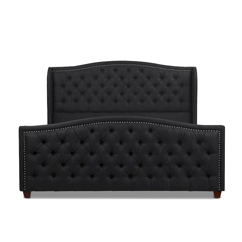 Lit à panneau moderne, cadre de lit avec tête de lit capitonnée, support de plateforme stable, accent de chambre minimaliste et élégant, meuble de couchage confortable pour toutes les pièces