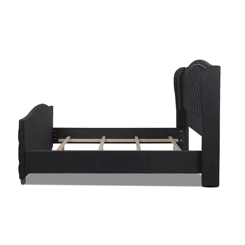 Lit à panneau moderne, cadre de lit avec tête de lit capitonnée, support de plateforme stable, accent de chambre minimaliste et élégant, meuble de couchage confortable pour toutes les pièces