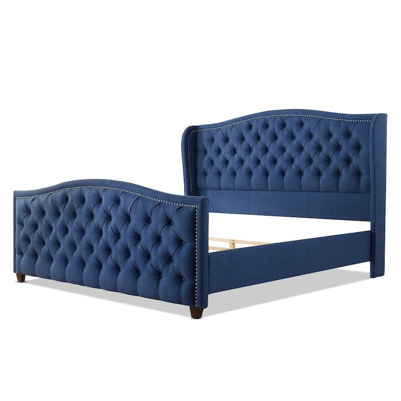 Lit à panneau moderne, cadre de lit avec tête de lit capitonnée, support de plateforme stable, accent de chambre minimaliste et élégant, meuble de couchage confortable pour toutes les pièces