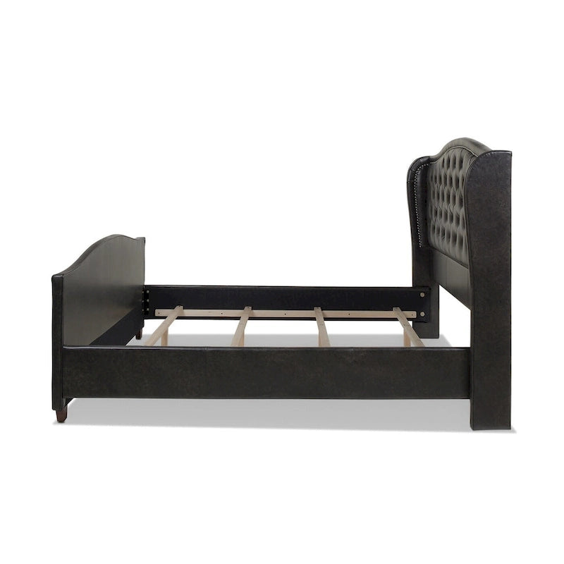Lit à panneau moderne, cadre de lit avec tête de lit capitonnée, support de plateforme stable, accent de chambre minimaliste et élégant, meuble de couchage confortable pour toutes les pièces