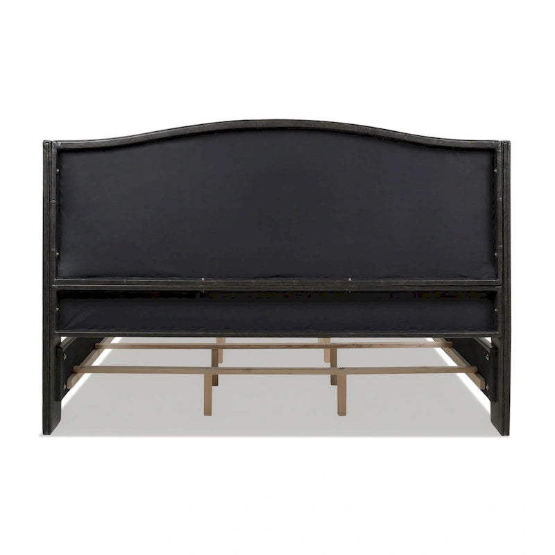 Lit à panneau moderne, cadre de lit avec tête de lit capitonnée, support de plateforme stable, accent de chambre minimaliste et élégant, meuble de couchage confortable pour toutes les pièces