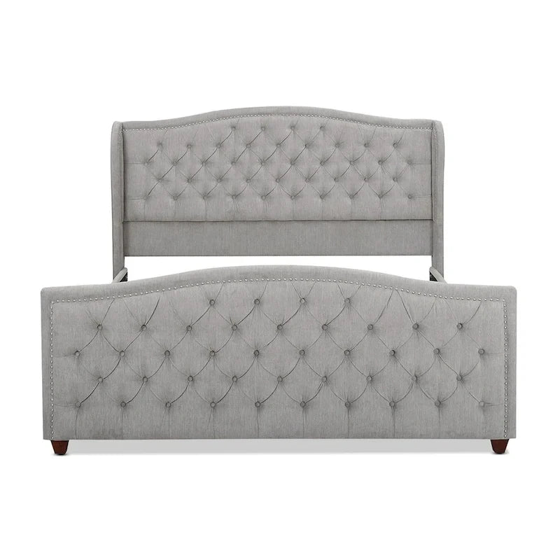 Lit à panneau moderne, cadre de lit avec tête de lit capitonnée, support de plateforme stable, accent de chambre minimaliste et élégant, meuble de couchage confortable pour toutes les pièces
