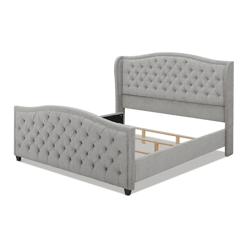 Lit à panneau moderne, cadre de lit avec tête de lit capitonnée, support de plateforme stable, accent de chambre minimaliste et élégant, meuble de couchage confortable pour toutes les pièces