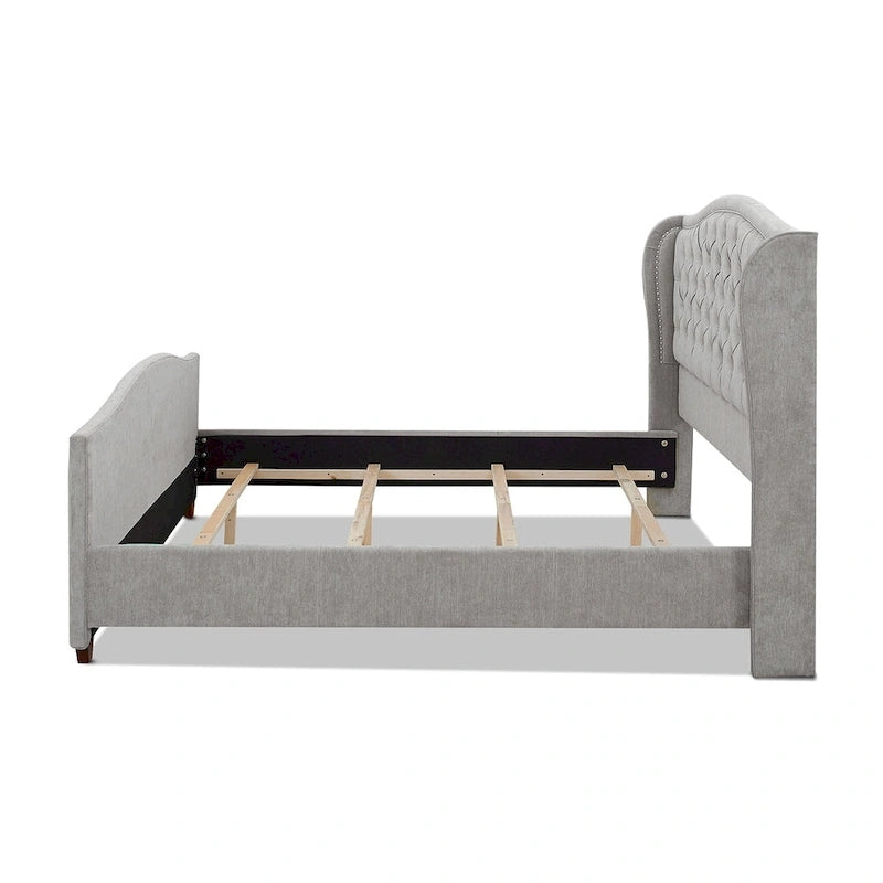 Lit à panneau moderne, cadre de lit avec tête de lit capitonnée, support de plateforme stable, accent de chambre minimaliste et élégant, meuble de couchage confortable pour toutes les pièces