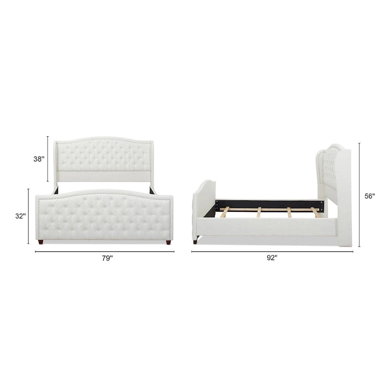 Lit à panneau moderne, cadre de lit avec tête de lit capitonnée, support de plateforme stable, accent de chambre minimaliste et élégant, meuble de couchage confortable pour toutes les pièces